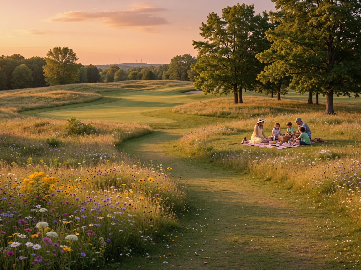 Concept of naturalized meadows and picnic areas